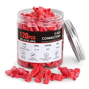 120PCS Quick Splice Disconnect Wire Terminals T-Tap Connectors Red 22-16 AWG - Picture 1 of 13