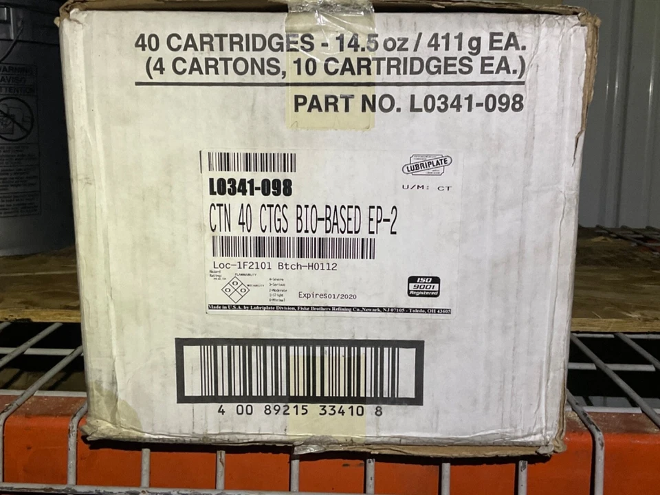 NUEVA CAJA DE 40 Cartuchos de Grasa Lubriplate L0341-098 Base Biológica EP-2 Foto 1 de 1