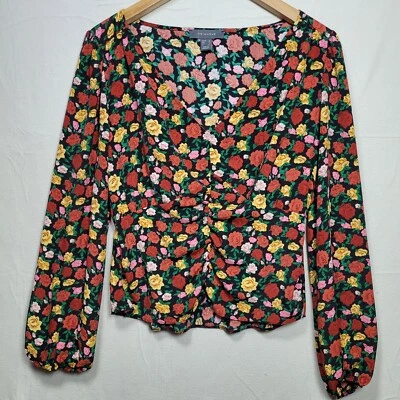 Primark Blouse Women Size 12 Multicolour Floral Long Sleeve Top - Image 1 of 4