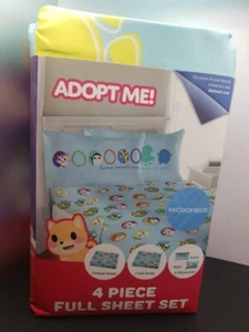 ADOPT ME Roblox 4 Piece Kids Child Teen Full Size Sheet Set NEW Microfiber - Picture 1 of 3