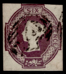 GB QV SG60, RARE 6d purple CUT SQUARE, FINE USED. Katze 1000£. WMK INV + REV - Bild 1 von 1