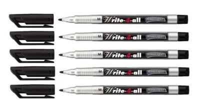 5 x STABILO Permanent-Marker Filzstift Write-4-all, M 1mm lichtbeständig schwarz - Bild 1 von 3