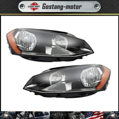 Headlights Headlamps Black Driver+Passenger Side For 2015-2017 Volkswagen Golf - Image 1 of 4