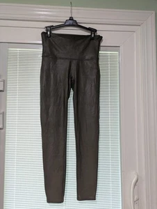 Spanx Faux Leather Leggings Womens XL Green Ankle Stretch High Waist Slimming - Picture 1 of 6