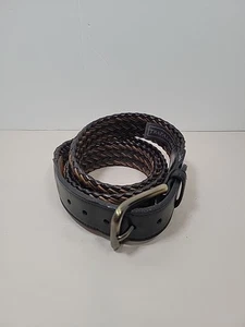 Vintage Herren Größe 34 zweifarbig geflochtener Ledergürtel Messingschnalle Trafalgar - Bild 1 von 6