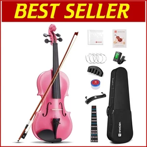 Stylish 3/4 Size Pink Acoustic Violin Starter Kit for Beginners, Teens & Kids - Picture 1 of 9
