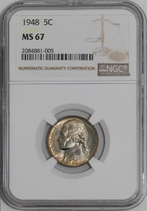 1948 Jefferson Nickel 5c MS67 NGC 938929-18 - Picture 1 of 5