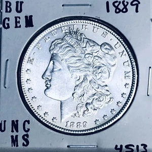 1889 BU GEM MORGAN SILVER DOLLAR UNC MS+++ U.S. MINT RARE COIN 4513 - Picture 1 of 3