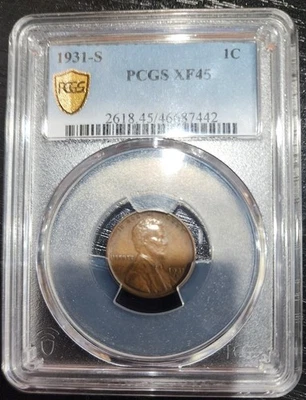 1931-S 1c Lincoln Wheat Cent PCGS XF 45 - Image 1 of 2