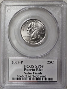 2009-P 25C PCGS SP68 - Clad Satin Finish Puerto Rico Quarter - Picture 1 of 2