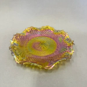Indiana 10" Cuenco Caléndula Carnaval Vidrio Iridiscente Windsor Diente de Sierra Prensado - Imagen 1 de 16