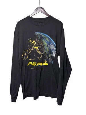 ASAP Rocky ASAP WORLD WIDE T Shirt Mens Large L Black Long Sleeve 2020 - Image 1 of 4