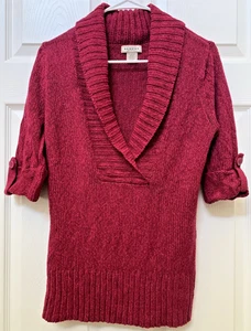 Suéter Arizona Rojo Oscuro Tejido Cuello en V Para Mujer Pullover Suave Vacaciones Informal Invierno - Imagen 1 de 9