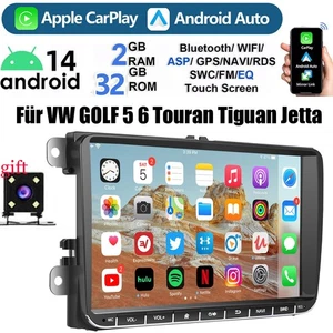 Android 14 Carplay Autoradio GPS NAVI RDS Für VW GOLF 5 6 Touran EOS Tiguan Polo - Bild 1 von 14