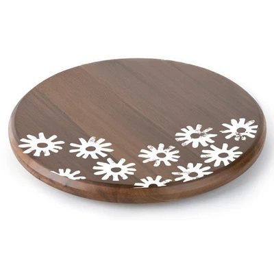 Tocadiscos Lazy Susan redondo de madera de acacia Daisy Trail de 14" de diámetro Foto 1 de 4