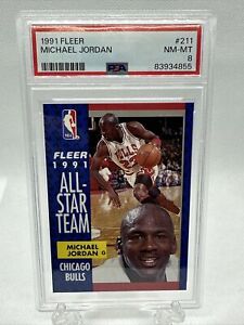 Michael Jordan 1991-92 Fleer #211 All-Star Team PSA 8 Chicago Bulls