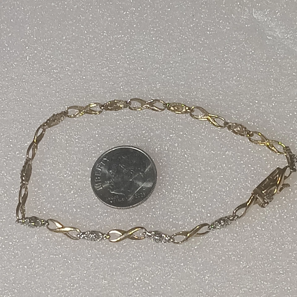 Infinity Linked BraceletGoldtone AndSterling Silver Vermiel Diamond Accent  7.5" - Image 1 of 4