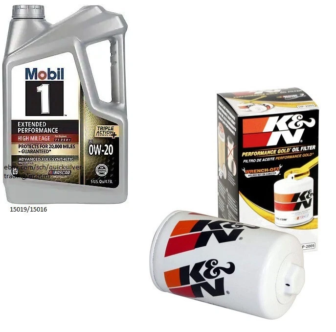 Aceite de motor Mobil1 0w20 EP/HM Adv Full Syn - 5 cuartos de galón con filtro de aceite K&N HP-2005 Foto 1 de 1