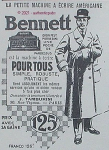 PUBLICITE BENNETT LA PETITE MACHINE A ECRIRE AMERICAINE DE 1914 FRENCH AD RARE - Picture 1 of 1
