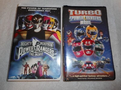 Mighty Morphin Power Ranger the Movie and Turbo 2 VHS lot clam shell Foto 1 de 3