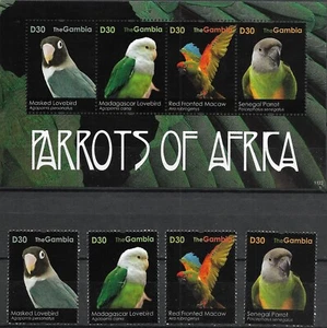 GAMBIA - 2011 Hoja de recuerdo ""MONTADA ""Pájaros - LOROS DE ÁFRICA"" ¡Estampilla y conjunto de recuerdos!¡!¡! - Imagen 1 de 1