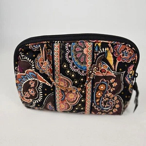Bolso de aseo pequeño de maquillaje Vera Bradley Kensington marrón cachemir algodón con cremallera - Imagen 1 de 7