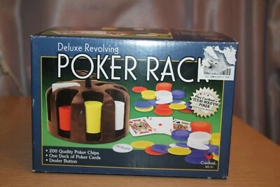 CARDINAL DELUXE REVOLVING POKER RACK 200 QUALITY POKER CHIPS 2004 NEW - Image 1 of 4