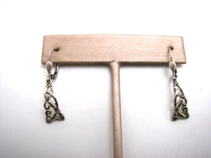 Vintage Solvar Sterling Silver & Marcasite Celtic Drop Pierced Earrings 2.8g - Picture 1 of 5