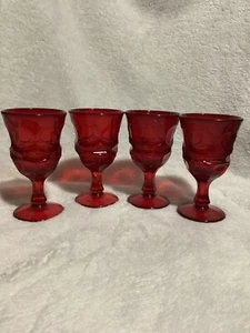 4 Vintage Fostoria HFM Henry Ford Argus Ruby Red 5" Stemmed Cordial Glasses - Picture 1 of 10