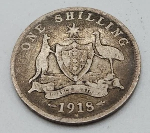 1918 AUSTRALIA ONE (1) SHILLING GEORGE V - (.925) SILVER COIN - FREE SHIPPING - Picture 1 of 2