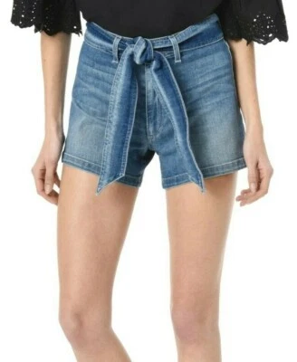 $168 NOVO COM ETIQUETAS JOE'S tamanho 28 THE HIGH RISE BELTED STRETCH JEANS SHORT ALLISON AZUL - Imagem 1 de 4