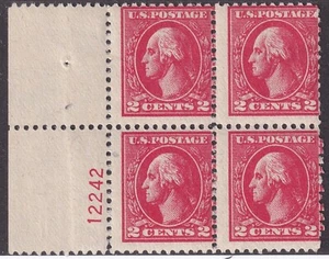MATT'S STAMPS SCOTT #528B GEORGE WASHINGTON 2-CENT PLATE BLOCK 4 MNH/MH CV$170 - Picture 1 of 3
