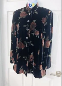 ❤️ Kate Hill Velvet Blazer Jacket Coat Floral Pockets Boho Holiday, 6 - Picture 1 of 11