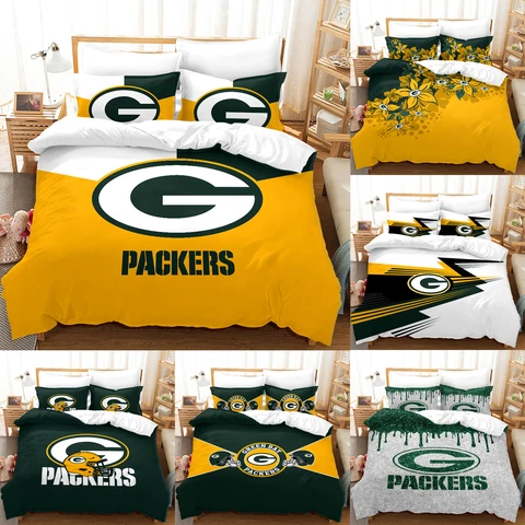 Green Bay Packers Bedding Sets Cotton Blend Duvet Cover Pillowcase Quilt Cover Cover