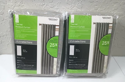 Style Selections Roberta 84" Blue Thermal Blackout Curtains #0022947-Pair - NIP - Image 1 of 4