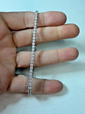Anna Zuckerman Bracelet Tennis Clear Sterling Silver 925 7 inches - Image 1 of 4