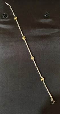 Pulseira Chimento ouro branco e amarelo 18k (750) 9 pol. 6,5 g com diamantes de 4 rnd - Imagem 1 de 4