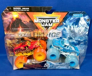 GRAVE DIGGER & EL TORO LOCO 2-Pk FIRE & ICE Monster Jam TRUCKS Walmart Exc 2024 - Picture 1 of 6