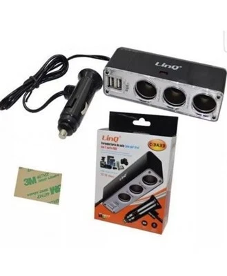 Adattatore Caricabatteria Auto LinQ C-3A33 con 2 Porte USB e 3 Prese Accendisiga - Immagine 1 di 2