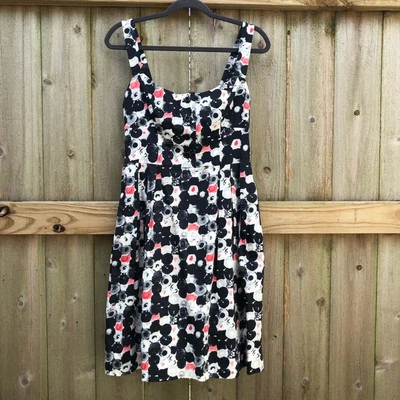 Milly of New York Floral Pinup Dress Size 6 Black White Pink Sleeveless Retro - Image 1 of 4