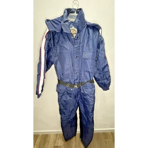 Vintage Herren Größe Small Midwest Händler Schneeanzug Overall mit Kapuze Marine - Bild 1 von 10
