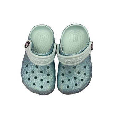 Zapatos clásicos Frozen Elsa azules brillantes Crocs niñas pequeñas 6 H73 Foto 1 de 2
