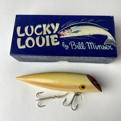 Винтажный Bill Minser Lucky Louie Жемчужный Розовый Деревянный Чинук с Оригинальной Коробкой - Изображение 1 из 4