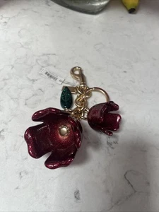 Coach keychain fob rose flower tulips resin glitter Red NWT RARE - Picture 1 of 6