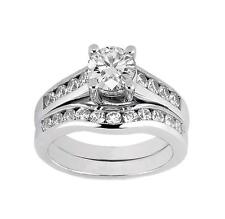 1.20 CT Channel Set Diamond Engagement Bridal Set in 18k White Gold