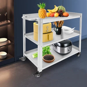 3 Tier Stainless Steel Kitchen Trolley Cart Utility Serving Storage Rolling Cart - Picture 1 of 18