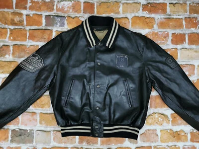 REDSKINS Vintage Veste en Cuir 18th South Campus TEDDY 93 Noir Taille: L Tip Top - Photo 1/4