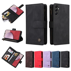 Phone Cover for Samsung S24 A05 A54 A15 Doka Zipper PU Leather Flip Wallet Case - Picture 1 of 17