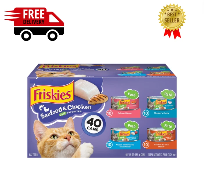 Friskies Pate Wet Cat Food, Soft Seafood & Chicken Variety Pack