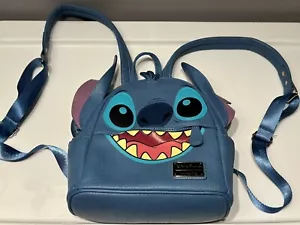 Exclusive Disney Parks Loungefly Stitch Blue Mini Backpack Bag Brand EUC - Picture 1 of 8